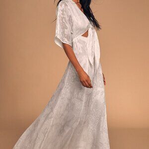 Hutch Kayla White Jacquard Tie Front Maxi Dress 🤍